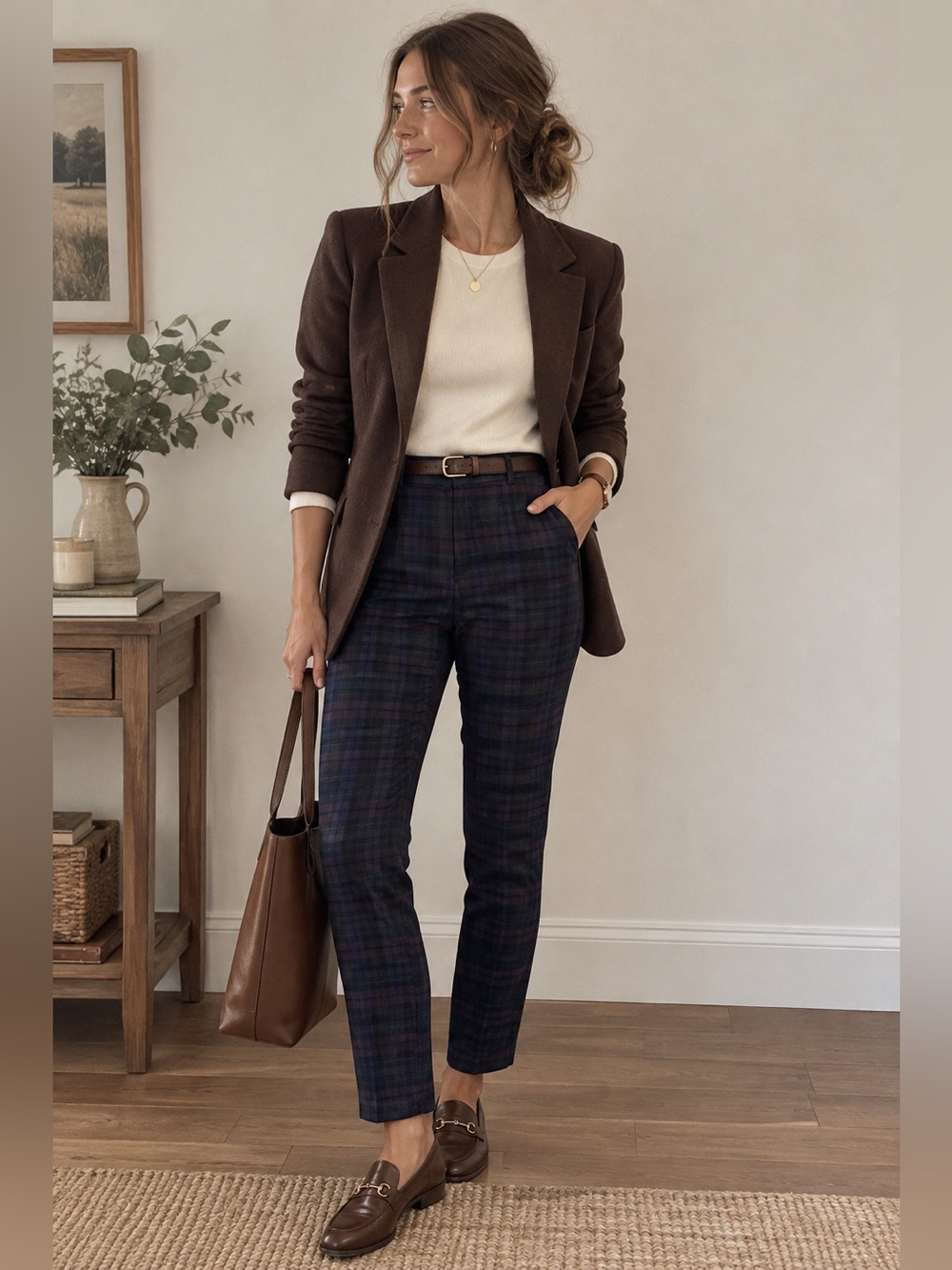 157.) Zara / Plaid Trousers in Navy